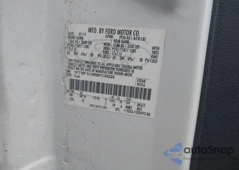 2011 Ford F-150 Xl z USA, uszkodzony, nr VIN 1FTMF1CM5BFC30220